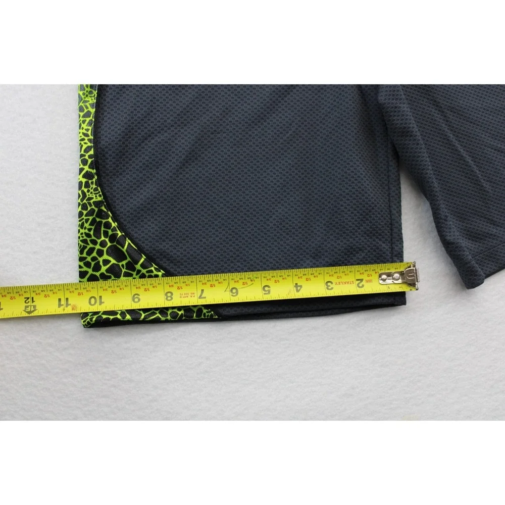 AND1 Boys Athletic Basketball Shorts Size L (10/12) Gray Neon Green Trim